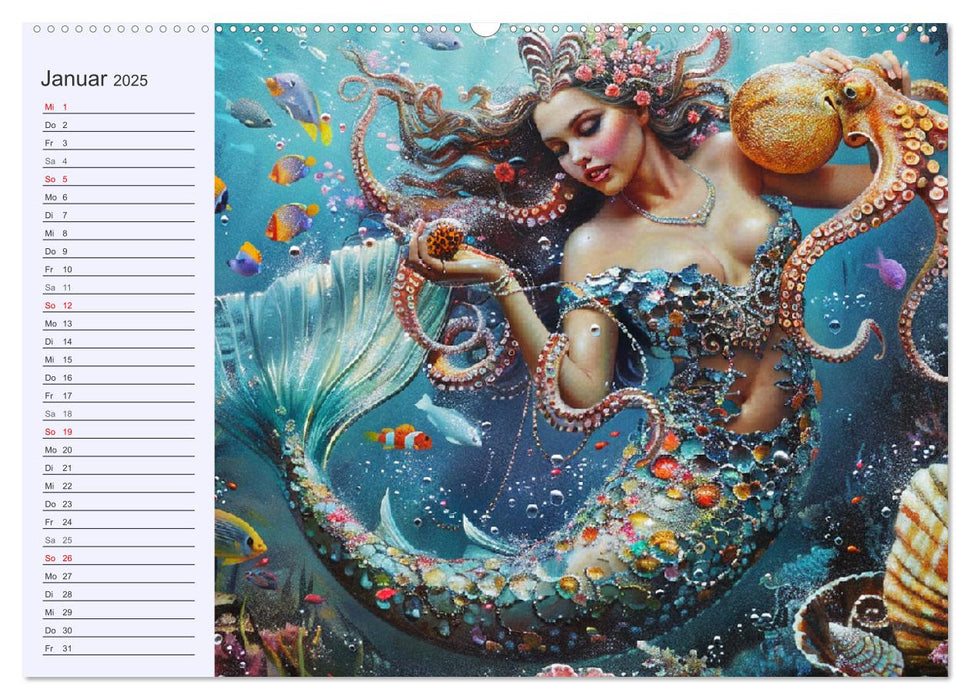 Meerjungfrauen. Zauberhafte Nixen-Paintings (CALVENDO Wandkalender 2025)
