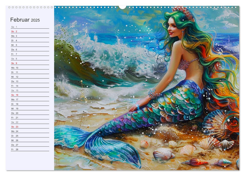 Meerjungfrauen. Zauberhafte Nixen-Paintings (CALVENDO Wandkalender 2025)