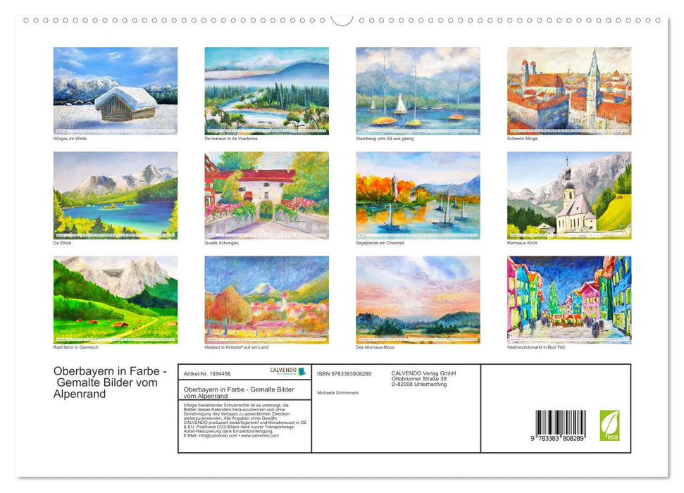 Oberbayern in Farbe - Gemalte Bilder vom Alpenrand (CALVENDO Premium Wandkalender 2025)