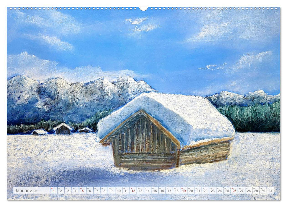 Oberbayern in Farbe - Gemalte Bilder vom Alpenrand (CALVENDO Premium Wandkalender 2025)