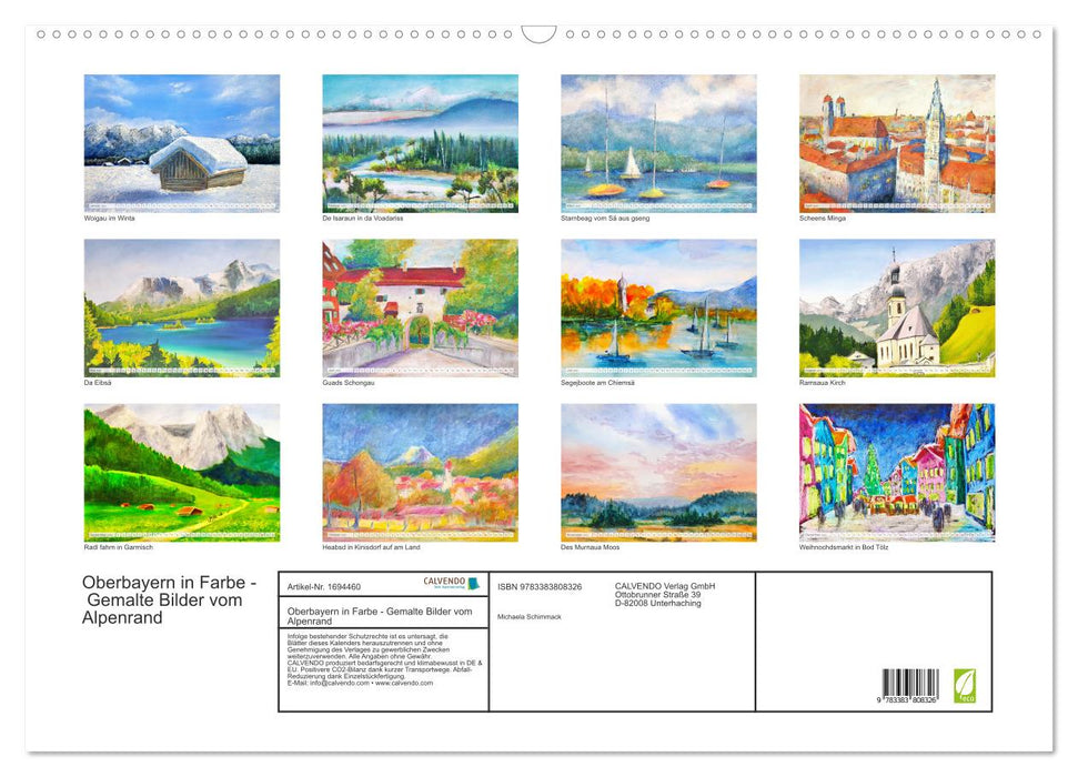 Oberbayern in Farbe - Gemalte Bilder vom Alpenrand (CALVENDO Wandkalender 2025)