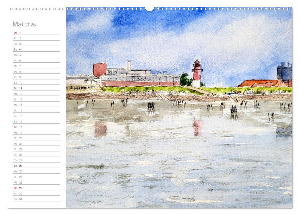 Büsum Aquarelle - Liebevolle Impressionen des beliebten Nordseebads (CALVENDO Wandkalender 2025)