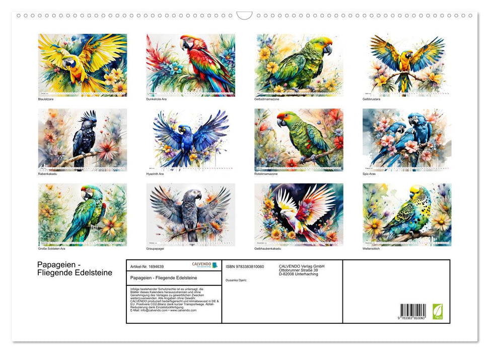 Papageien - Fliegende Edelsteine (CALVENDO Wandkalender 2025)