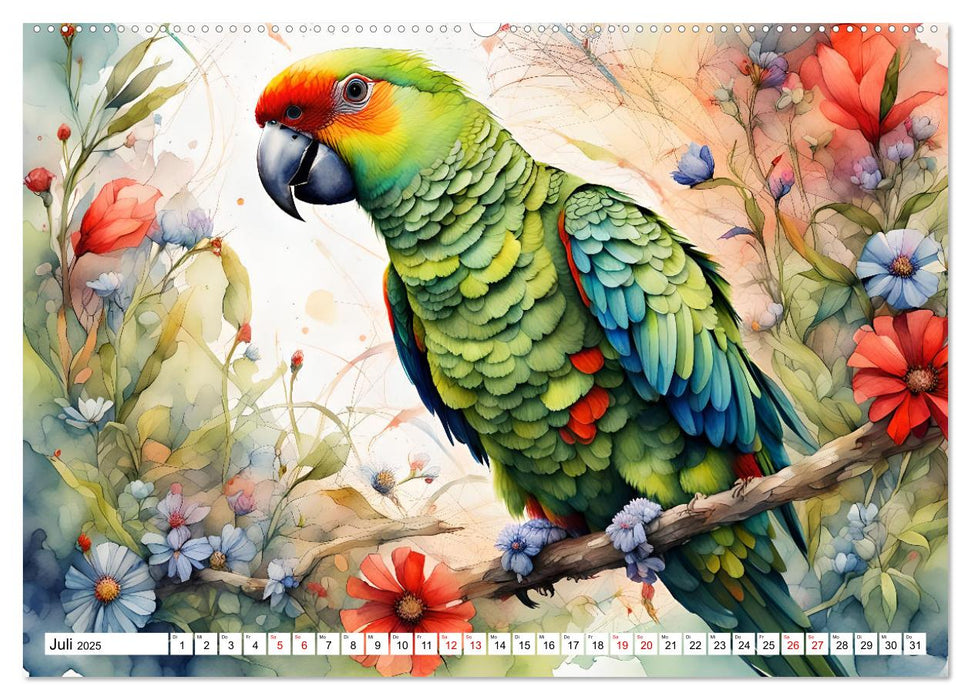Papageien - Fliegende Edelsteine (CALVENDO Premium Wandkalender 2025)