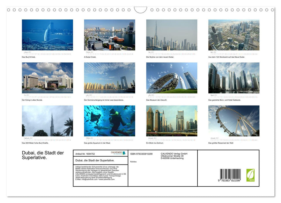 Dubai, die Stadt der Superlative. (CALVENDO Wandkalender 2025)