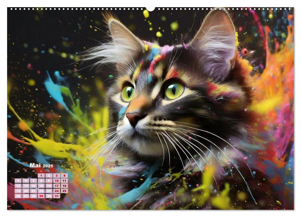 Splash - Katzen im Farbrausch (CALVENDO Wandkalender 2025)