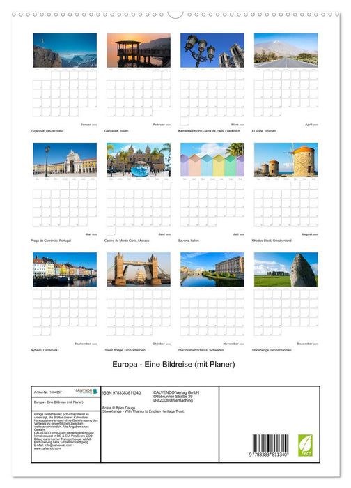 Europa - Eine Bildreise (mit Planer) (CALVENDO Premium Wandkalender 2025)