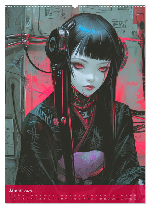 Manga-Comics. Cyberpunk Anime. Science Fiction Girls (CALVENDO Premium Wandkalender 2025)