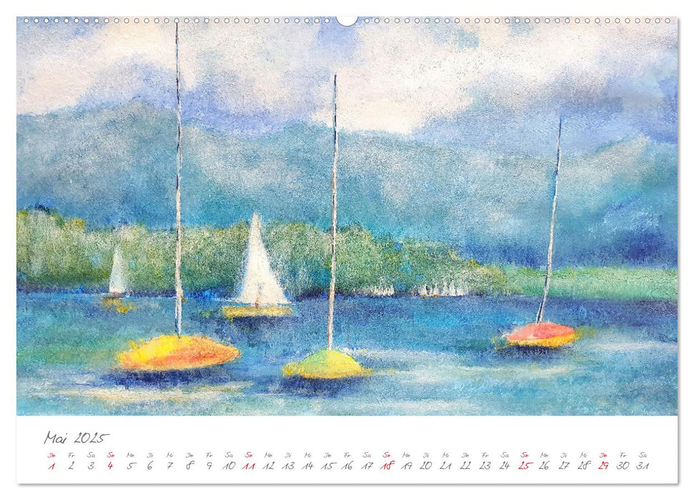 Oberbayerns Seen in Farbe - mit Pinsel und Farbe an den Ufern bayerischer Seen (CALVENDO Premium Wandkalender 2025)