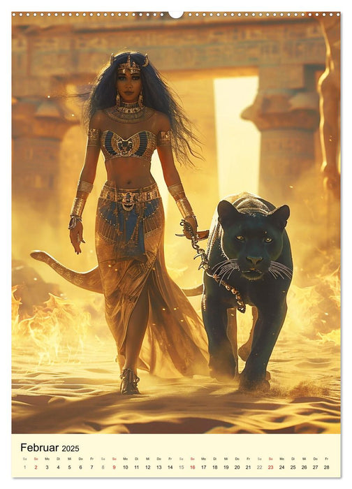 Ägyptischer Katzenkult. Priesterinnen der Göttin Bastet (CALVENDO Wandkalender 2025)