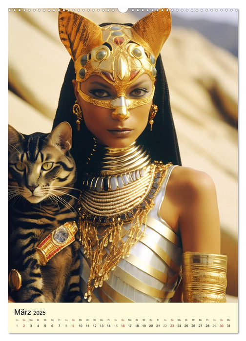 Ägyptischer Katzenkult. Priesterinnen der Göttin Bastet (CALVENDO Wandkalender 2025)