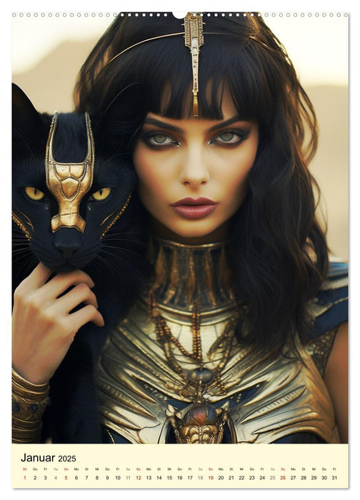 Ägyptischer Katzenkult. Priesterinnen der Göttin Bastet (CALVENDO Premium Wandkalender 2025)