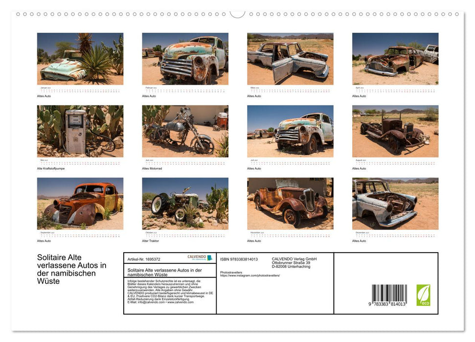 Solitaire Alte verlassene Autos in der namibischen Wüste (CALVENDO Premium Wandkalender 2025)
