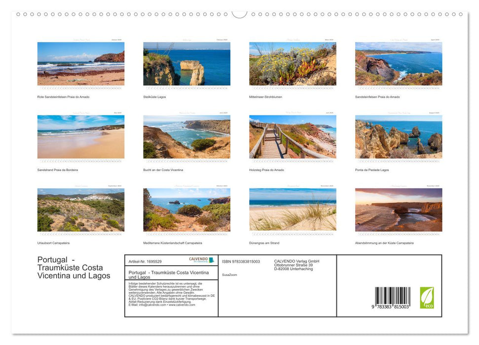 Portugal - Traumküste Costa Vicentina und Lagos (CALVENDO Premium Wandkalender 2025)