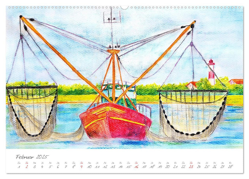 Kutter, Kahn und Segelboot - Boote und Schiffe als künstlerisches Motiv (CALVENDO Wandkalender 2025)