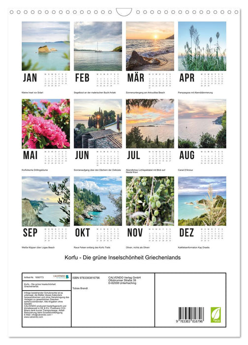 Korfu - Die grüne Inselschönheit Griechenlands (CALVENDO Wandkalender 2025)