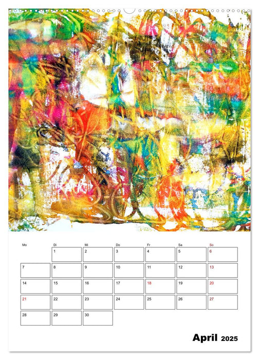 Ungebändigt frei - Abstrakte Malerei - dynamische Linien in leuchtenden Farbräumen (CALVENDO Premium Wandkalender 2025)