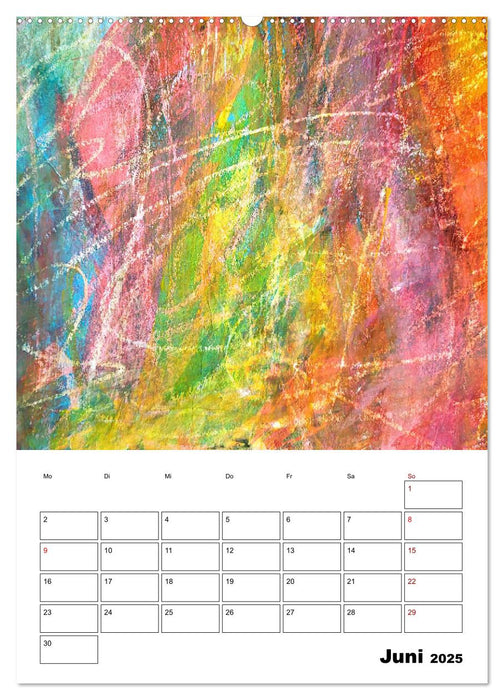 Ungebändigt frei - Abstrakte Malerei - dynamische Linien in leuchtenden Farbräumen (CALVENDO Premium Wandkalender 2025)