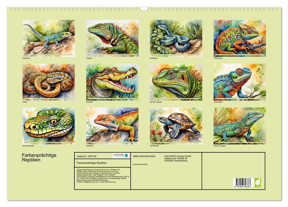 Farbenprächtige Reptilien (CALVENDO Wandkalender 2025)