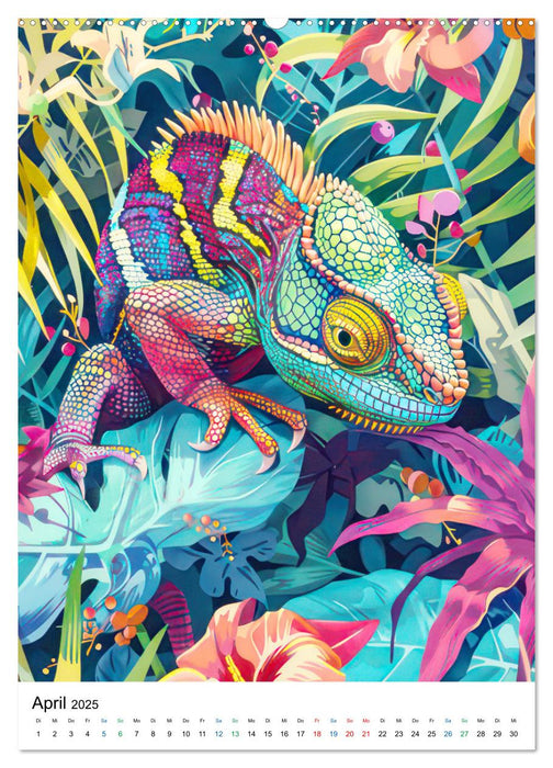 Dschungeltiere im Pop-Art Stil (CALVENDO Wandkalender 2025)