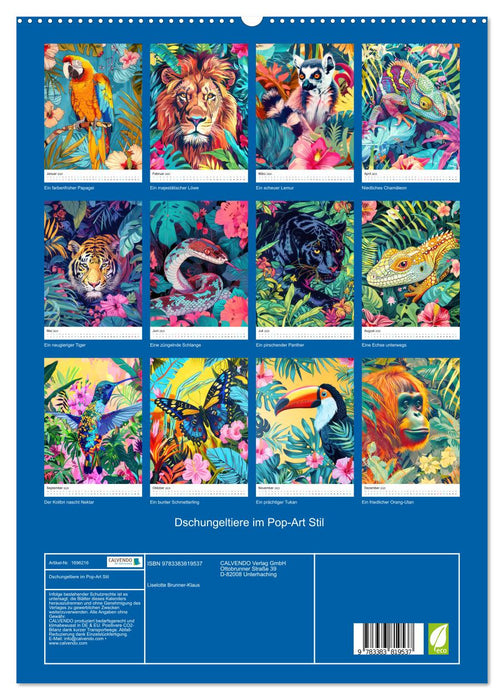 Dschungeltiere im Pop-Art Stil (CALVENDO Premium Wandkalender 2025)