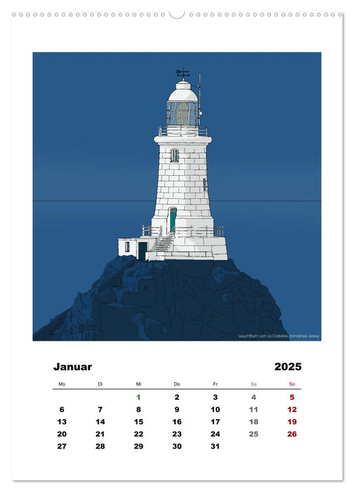 Leuchttürme der Welt - illustriert (CALVENDO Premium Wandkalender 2025)