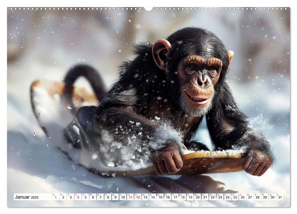 Schimpansen - Ein Jahr mit Menschenaffen. (CALVENDO Wandkalender 2025)