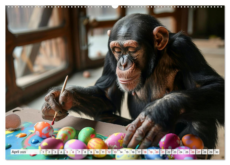 Schimpansen - Ein Jahr mit Menschenaffen. (CALVENDO Wandkalender 2025)