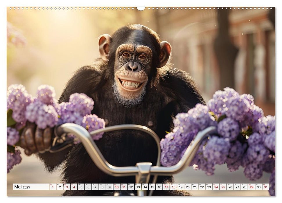 Schimpansen - Ein Jahr mit Menschenaffen. (CALVENDO Premium Wandkalender 2025)