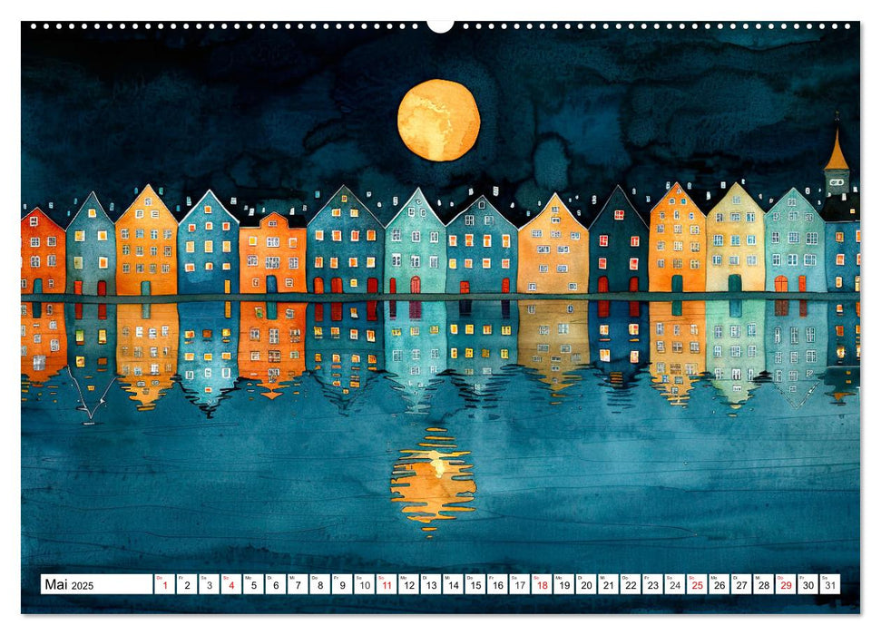 Stadt - Eine farbenfrohe Skyline (CALVENDO Wandkalender 2025)