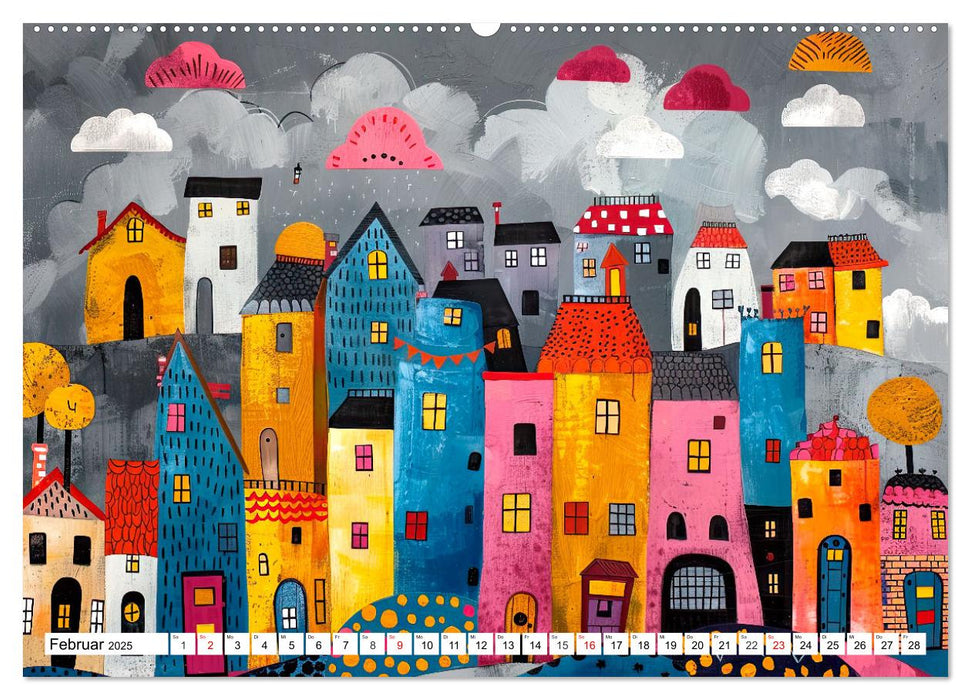 Stadt - Eine farbenfrohe Skyline (CALVENDO Premium Wandkalender 2025)