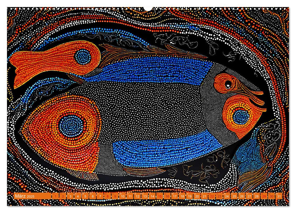 Traumzeit - KI-generierte Aborigine-Kunst aus dem Herzen Australiens (CALVENDO Wandkalender 2025)