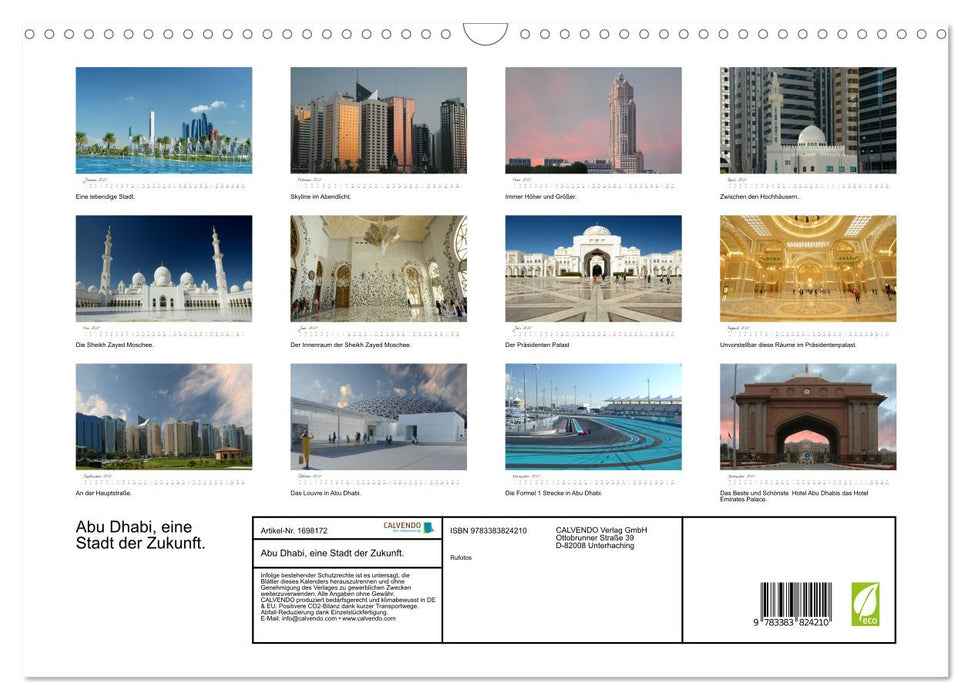 Abu Dhabi, eine Stadt der Zukunft. (CALVENDO Wandkalender 2025)