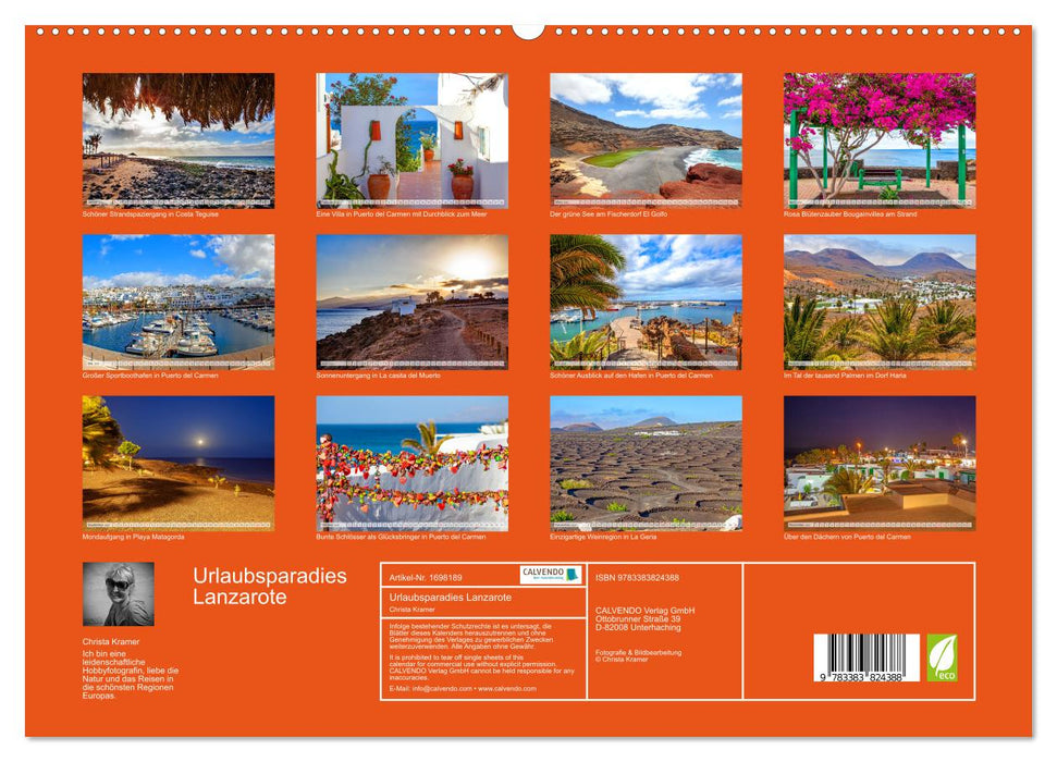 Urlaubsparadies Lanzarote (CALVENDO Premium Wandkalender 2025)