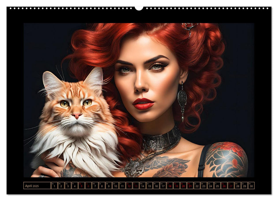 Geheimnisvolle Katzenfrauen (CALVENDO Premium Wandkalender 2025)