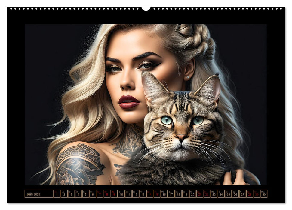 Geheimnisvolle Katzenfrauen (CALVENDO Premium Wandkalender 2025)