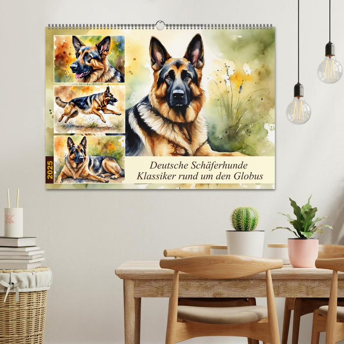 Deutsche Schäferhunde - Klassiker rund um den Globus (CALVENDO Wandkalender 2025)