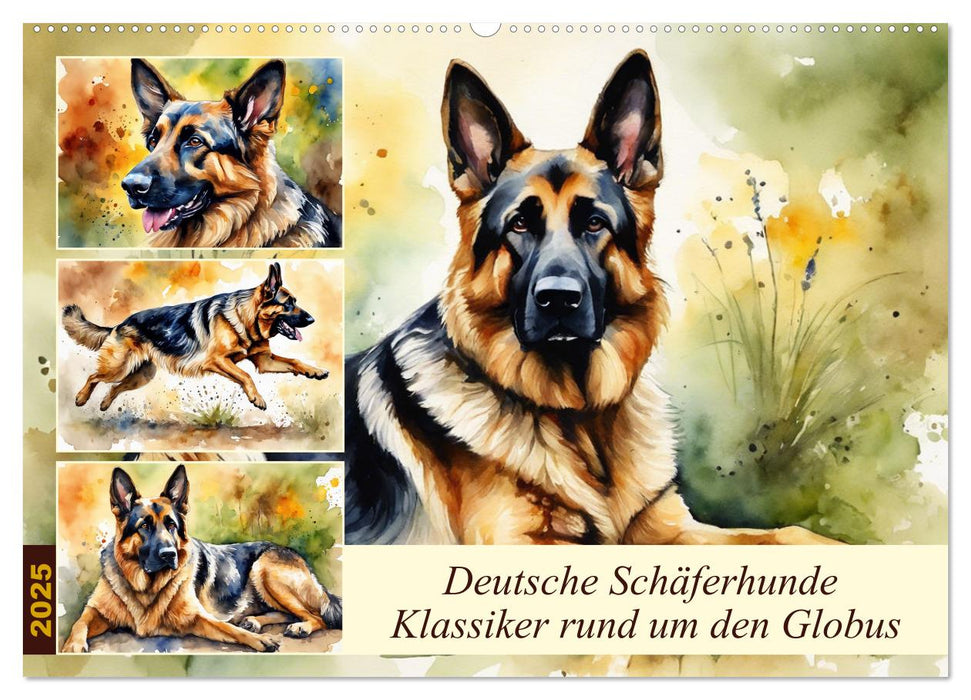 Deutsche Schäferhunde - Klassiker rund um den Globus (CALVENDO Wandkalender 2025)