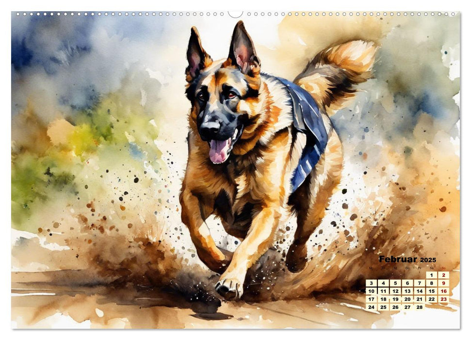 Deutsche Schäferhunde - Klassiker rund um den Globus (CALVENDO Premium Wandkalender 2025)