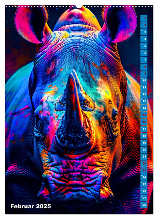 Farbenpracht - Bunte Tierporträts (CALVENDO Wandkalender 2025)