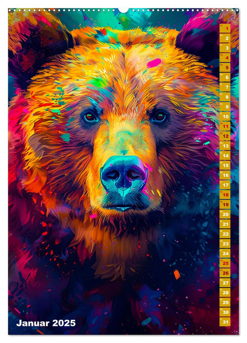 Farbenpracht - Bunte Tierporträts (CALVENDO Premium Wandkalender 2025)