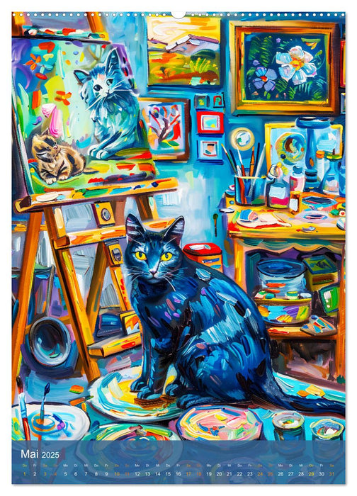 Katzenleben in Farbe - Witzige Szenen aus dem Katzenalltag (CALVENDO Wandkalender 2025)