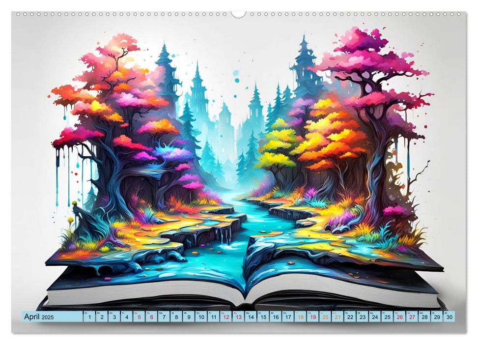 Bunte Bücherseiten (CALVENDO Premium Wandkalender 2025)