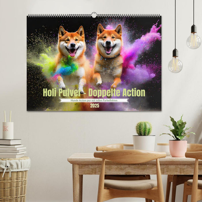 Holi Pulver - Doppelte Action (CALVENDO Wandkalender 2025)