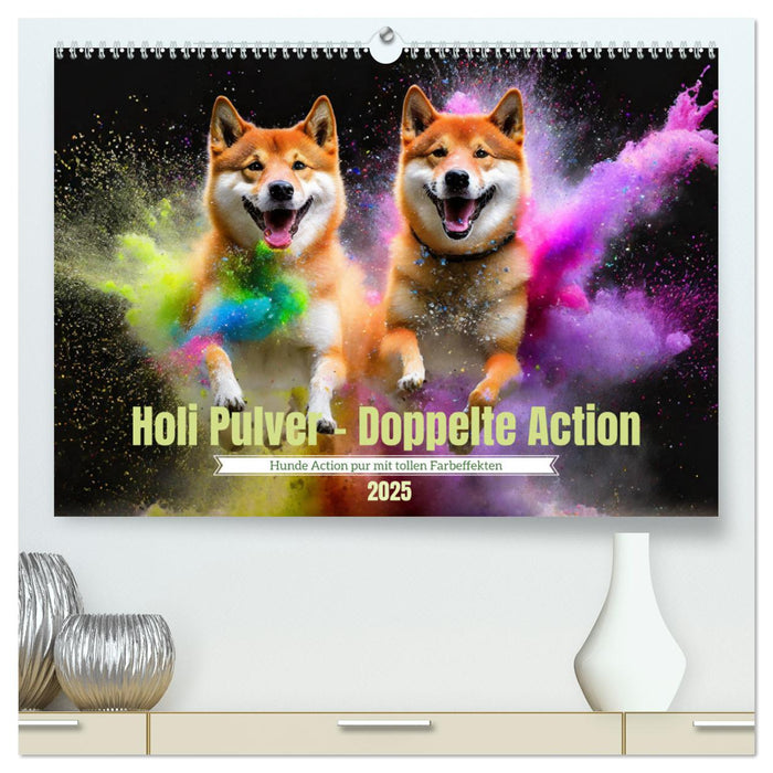 Holi Pulver - Doppelte Action (CALVENDO Premium Wandkalender 2025)
