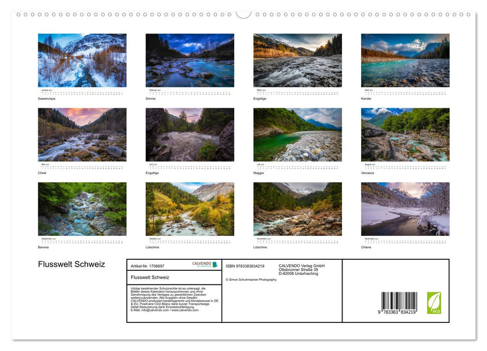 Flusswelt Schweiz (CALVENDO Premium Wandkalender 2025)