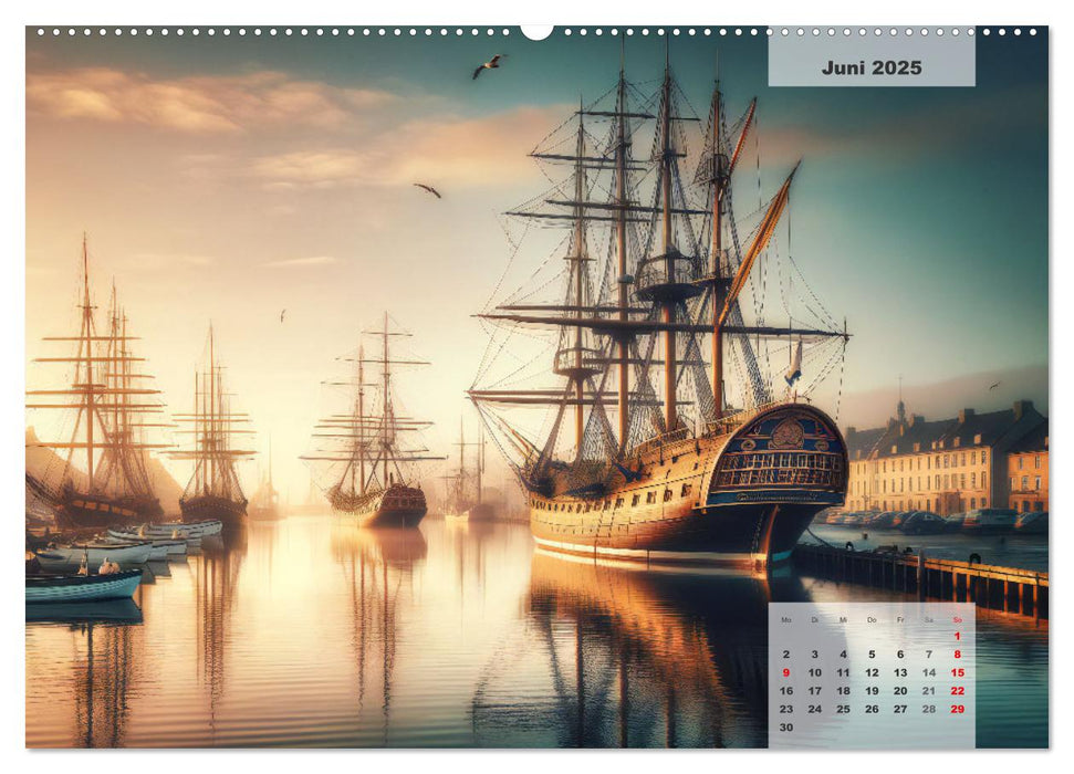 Die Befreiung der Flaschenschiffe - Historische Segelschiffe (CALVENDO Premium Wandkalender 2025)