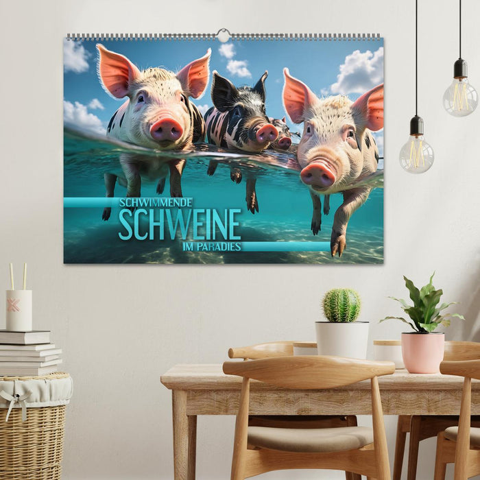 Schwimmende Schweine im Paradies (CALVENDO Wandkalender 2025)