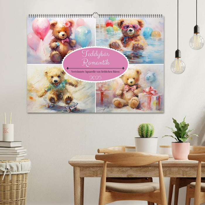 Teddybär Romantik. Verträumte Aquarelle von lieblichen Bären (CALVENDO Wandkalender 2025)