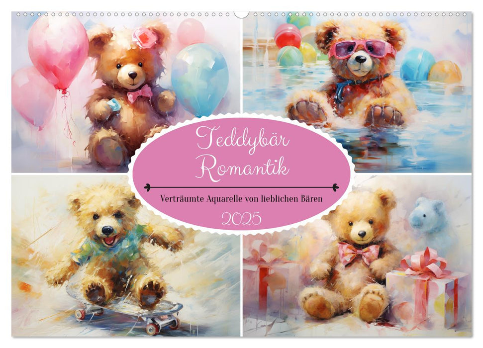 Teddybär Romantik. Verträumte Aquarelle von lieblichen Bären (CALVENDO Wandkalender 2025)